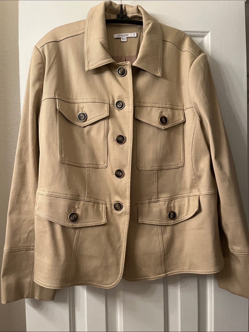 Chico's Tan Utility Button-Front Jacket